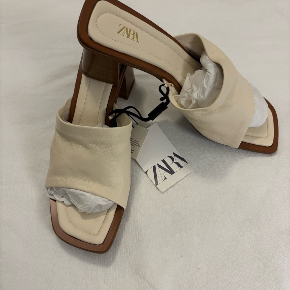 Zara Beige Women's Heels - Picture 3 of 6